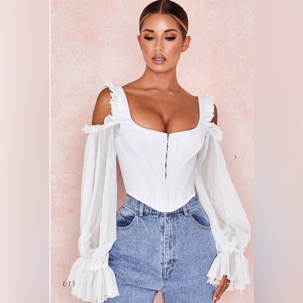 House of CB - ‘Claudette’ White Corset with Drop Sleeves